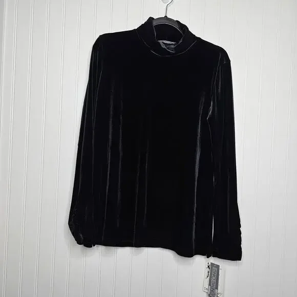Sno Skins Women's Black Plush Velvet Turtleneck Sweater Size XL Pullover Cozy - Picture 9 of 10